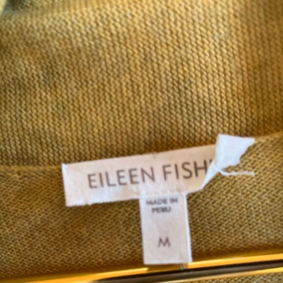 New Eileen Fisher, mustard, yellow open front short sleeve shawl cardigan - Picture 3 of 4
